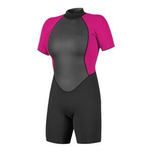 O’Neill Women’s Reactor-2 2mm Back Zip S/S Spring Wetsuit Size 12 in Blk / Berry